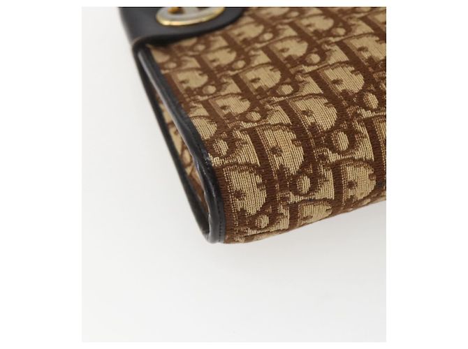 Borsa a Spalla in Tela Trotter Christian Dior Beige Oro Auth 157215 D'oro - vista 11