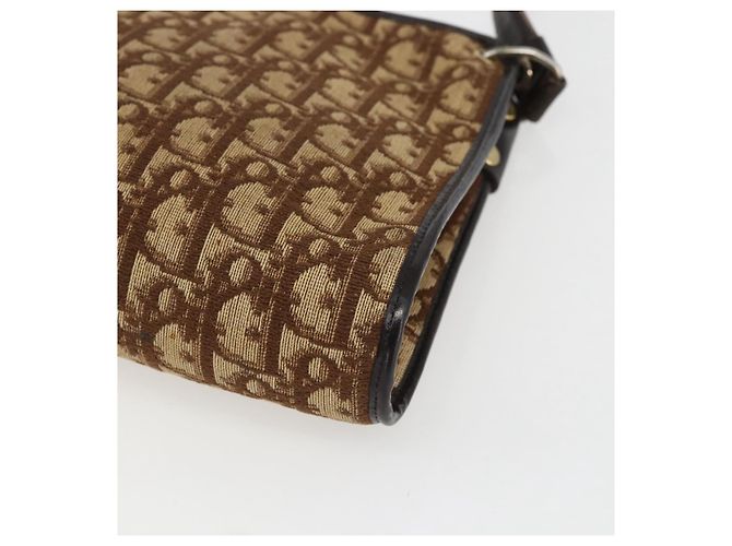 Borsa a Spalla in Tela Trotter Christian Dior Beige Oro Auth 157215 D'oro - vista 12