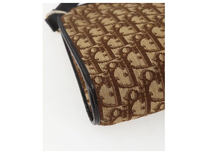 Borsa a Spalla in Tela Trotter Christian Dior Beige Oro Auth 157215 D'oro - vista 13