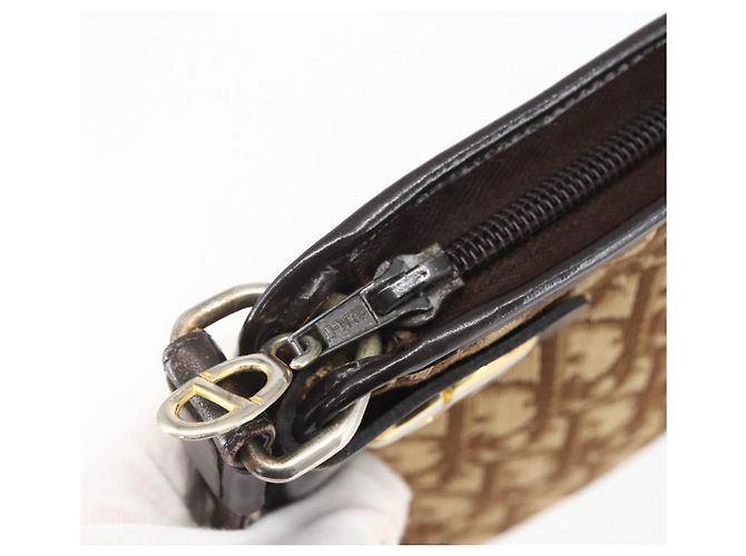 Borsa a Spalla in Tela Trotter Christian Dior Beige Oro Auth 157215 D'oro - vista 15