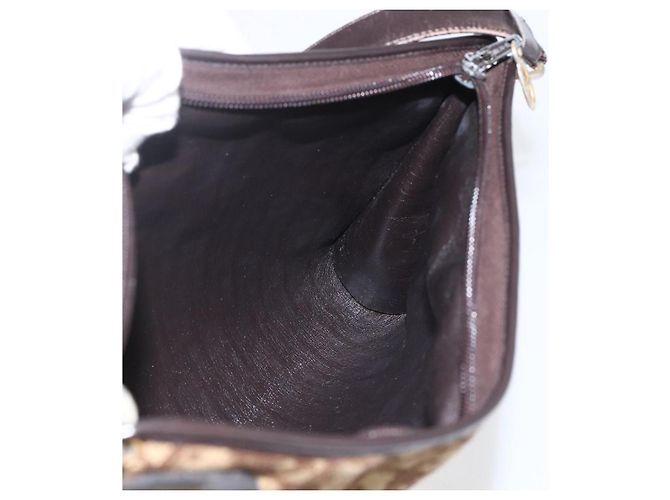Borsa a Spalla in Tela Trotter Christian Dior Beige Oro Auth 157215 D'oro - vista 18