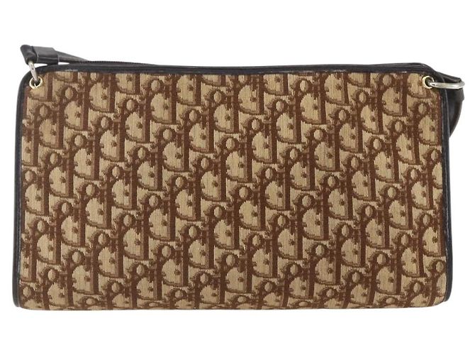 Borsa a Spalla in Tela Trotter Christian Dior Beige Oro Auth 157215 D'oro - vista 3