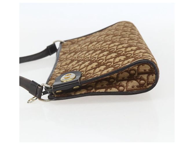 Borsa a Spalla in Tela Trotter Christian Dior Beige Oro Auth 157215 D'oro - vista 4