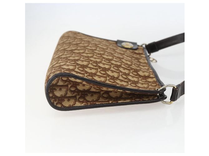 Borsa a Spalla in Tela Trotter Christian Dior Beige Oro Auth 157215 D'oro - vista 5
