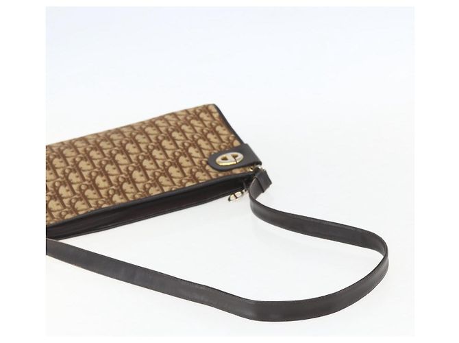 Borsa a Spalla in Tela Trotter Christian Dior Beige Oro Auth 157215 D'oro - vista 7