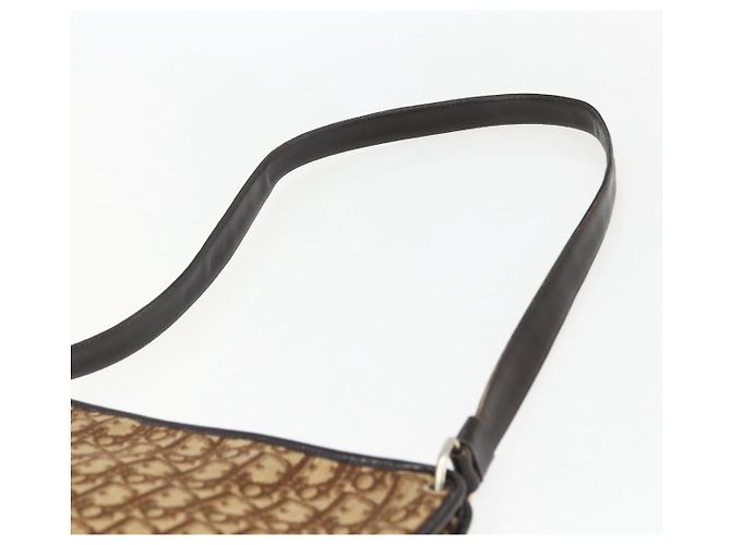 Borsa a Spalla in Tela Trotter Christian Dior Beige Oro Auth 157215 D'oro - vista 8