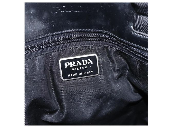 Borsa Tote PRADA in nylon e pelle nera Auth 156859 Nero - vista 10