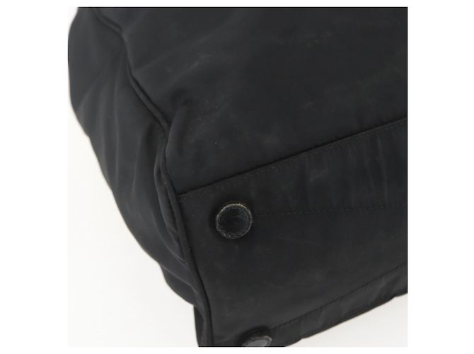 Borsa Tote PRADA in nylon e pelle nera Auth 156859 Nero - vista 14