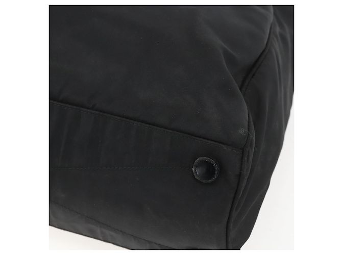 Borsa Tote PRADA in nylon e pelle nera Auth 156859 Nero - vista 15