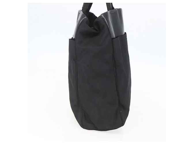 Borsa Tote PRADA in nylon e pelle nera Auth 156859 Nero - vista 3