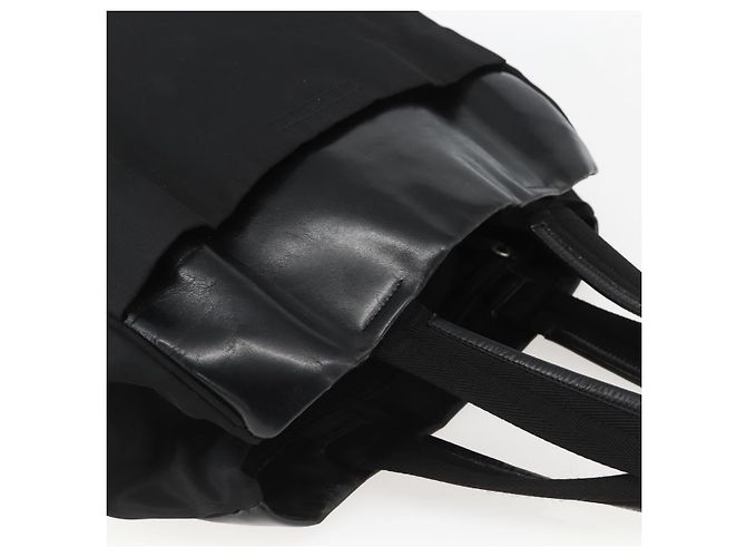 Borsa Tote PRADA in nylon e pelle nera Auth 156859 Nero - vista 6