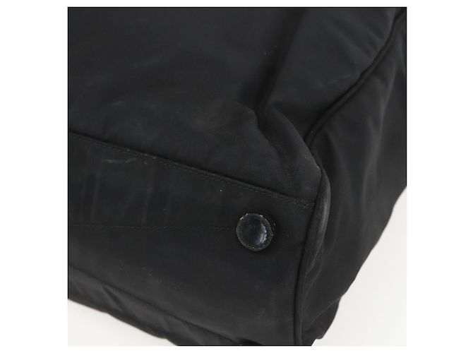 Borsa Tote PRADA in nylon e pelle nera Auth 156859 Nero - vista 9