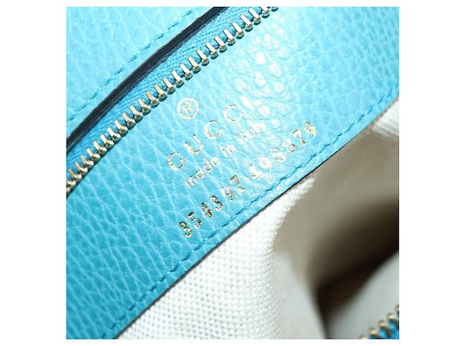 Borsa Tote in pelle blu e oro GUCCI 354397 Auth ar13812 D'oro - vista 11