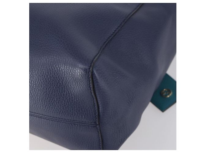 Borsa Tote in pelle blu e oro GUCCI 354397 Auth ar13812 D'oro - vista 15