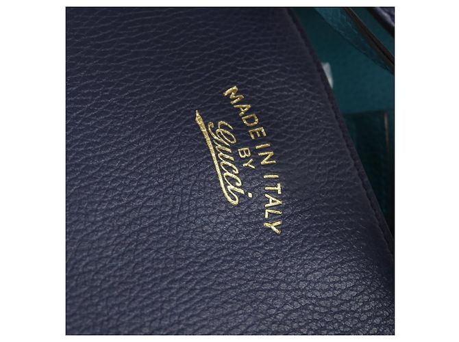 Borsa Tote in pelle blu e oro GUCCI 354397 Auth ar13812 D'oro - vista 18