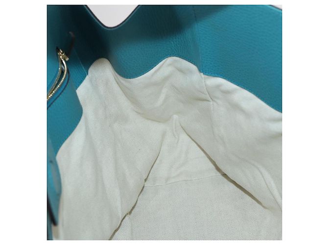 Borsa Tote in pelle blu e oro GUCCI 354397 Auth ar13812 D'oro - vista 20