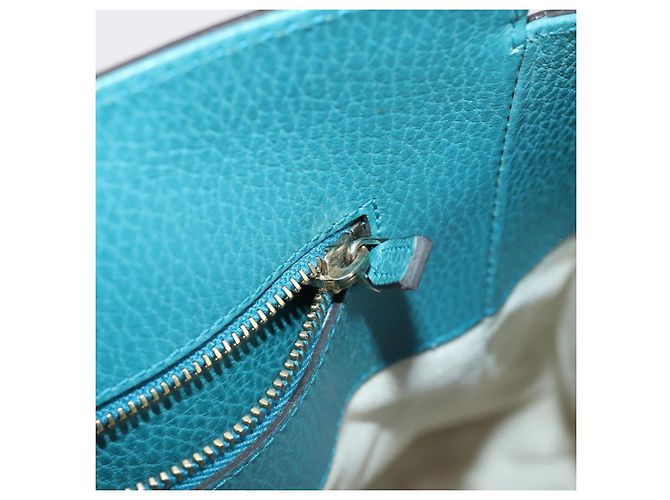 Borsa Tote in pelle blu e oro GUCCI 354397 Auth ar13812 D'oro - vista 21