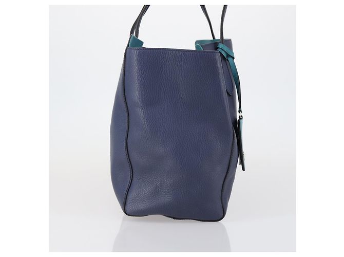 Borsa Tote in pelle blu e oro GUCCI 354397 Auth ar13812 D'oro - vista 4