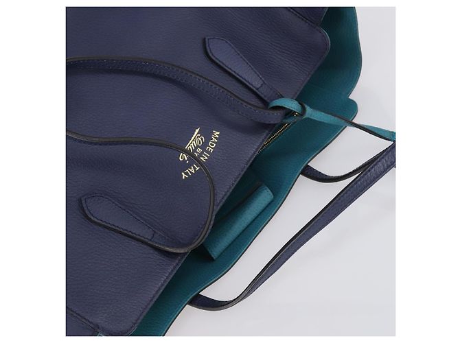 Borsa Tote in pelle blu e oro GUCCI 354397 Auth ar13812 D'oro - vista 6