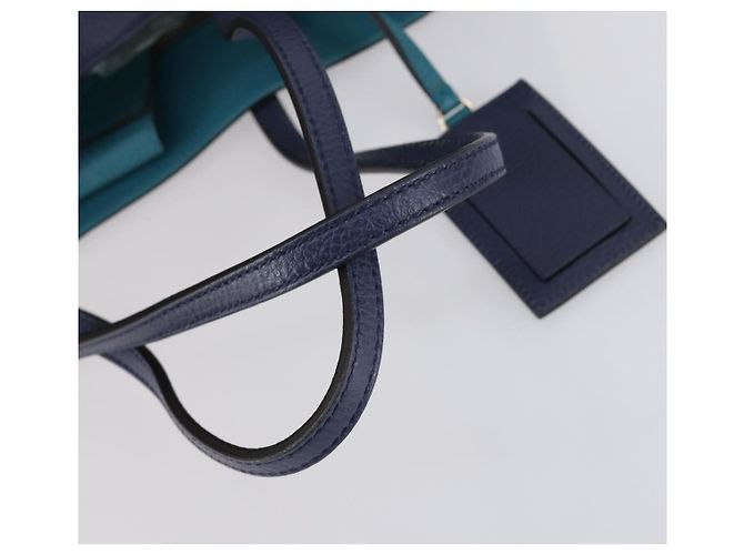 Borsa Tote in pelle blu e oro GUCCI 354397 Auth ar13812 D'oro - vista 7