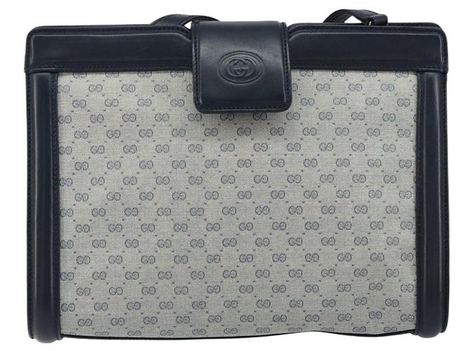 Gucci Bolso de Hombro Micro GG Supreme PVC Navy Gold 004 113 0364 Auth 152086 Dorado Azul marino - vista 13