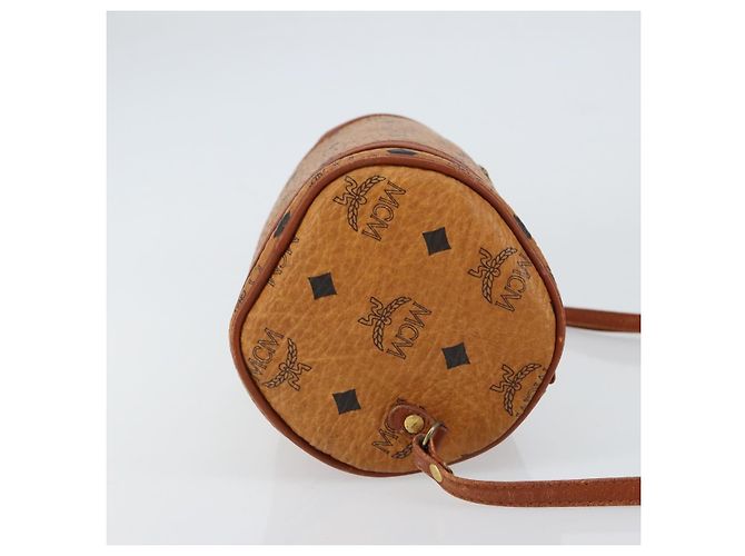 Borsa a Spalla MCM Logogram Vicetos in Pelle PVC Marrone Oro Auth BA8198 D'oro - vista 3