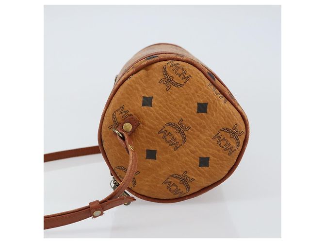 Borsa a Spalla MCM Logogram Vicetos in Pelle PVC Marrone Oro Auth BA8198 D'oro - vista 4