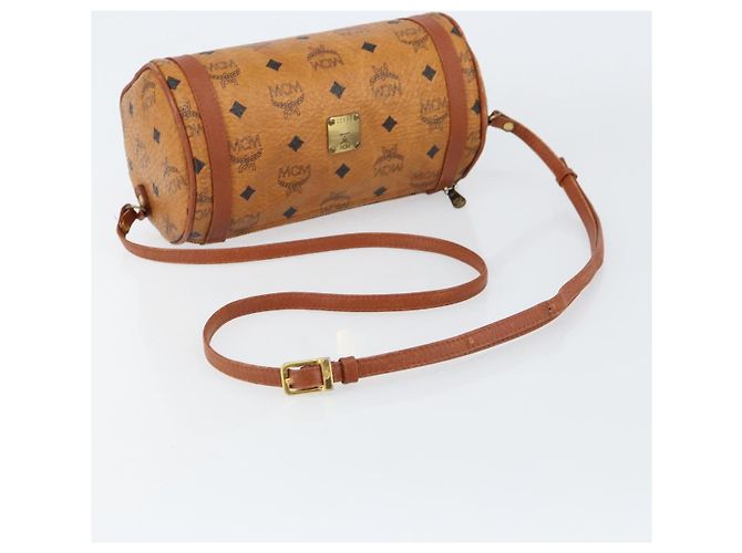 Borsa a Spalla MCM Logogram Vicetos in Pelle PVC Marrone Oro Auth BA8198 D'oro - vista 7