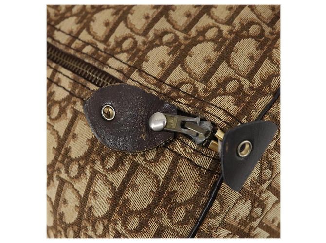 Borsa Boston in tela Trotter Christian Dior Beige Oro Auth 153500 - vista 10
