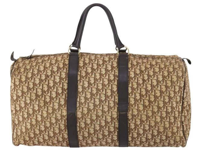 Borsa Boston in tela Trotter Christian Dior Beige Oro Auth 153500 - vista 13