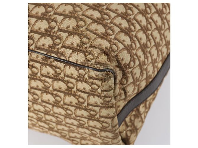 Borsa Boston in tela Trotter Christian Dior Beige Oro Auth 153500 - vista 14