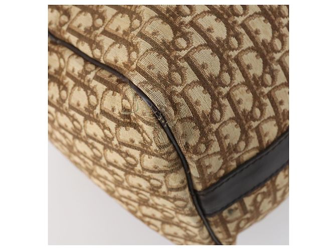 Borsa Boston in tela Trotter Christian Dior Beige Oro Auth 153500 - vista 16