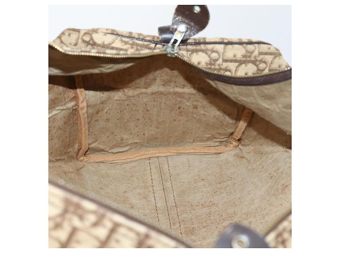 Borsa Boston in tela Trotter Christian Dior Beige Oro Auth 153500 - vista 17