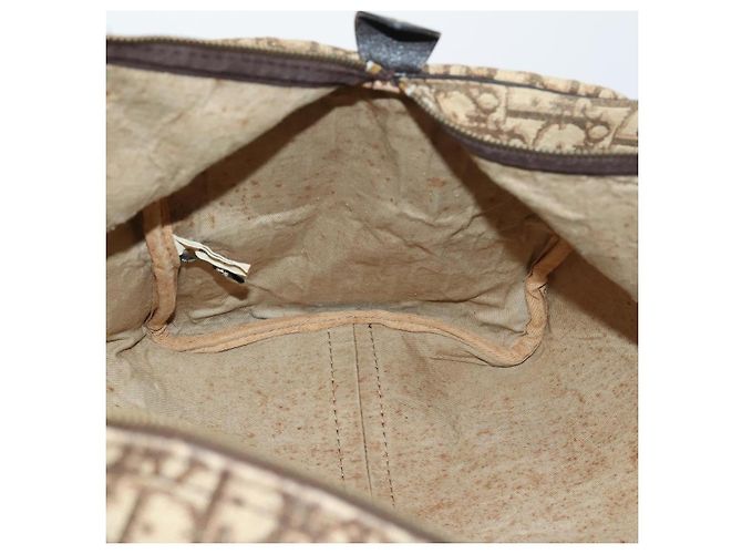 Borsa Boston in tela Trotter Christian Dior Beige Oro Auth 153500 - vista 18