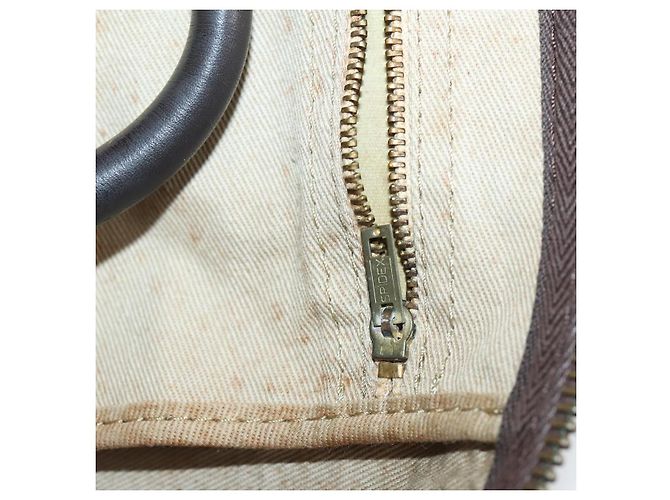 Borsa Boston in tela Trotter Christian Dior Beige Oro Auth 153500 - vista 19