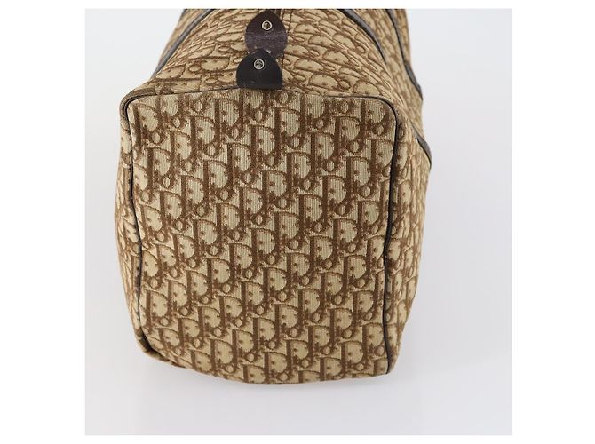Borsa Boston in tela Trotter Christian Dior Beige Oro Auth 153500 - vista 4