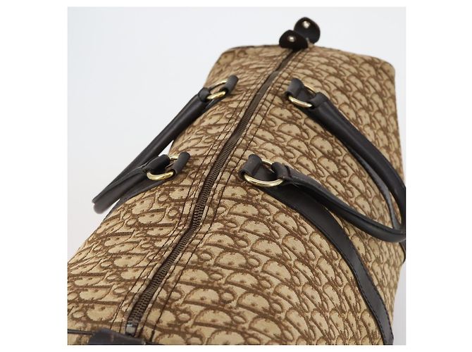 Borsa Boston in tela Trotter Christian Dior Beige Oro Auth 153500 - vista 6