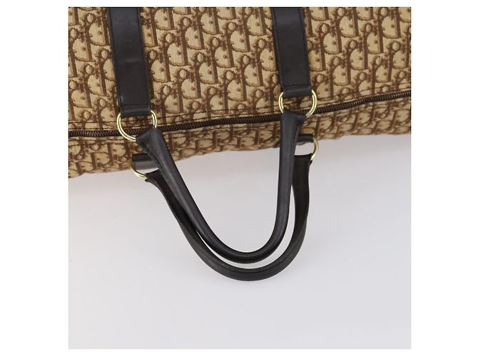 Borsa Boston in tela Trotter Christian Dior Beige Oro Auth 153500 - vista 7