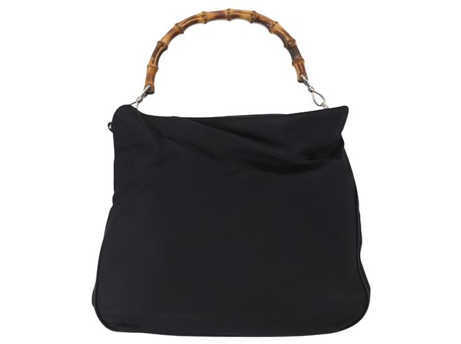 Borsa a Spalla Gucci Bamboo in Tela Nera Argento 001 1014 1577 5 Auth ka582 Nero - vista 2