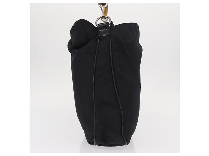 Borsa a Spalla Gucci Bamboo in Tela Nera Argento 001 1014 1577 5 Auth ka582 Nero - vista 4