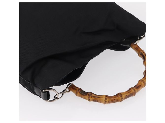 Borsa a Spalla Gucci Bamboo in Tela Nera Argento 001 1014 1577 5 Auth ka582 Nero - vista 6