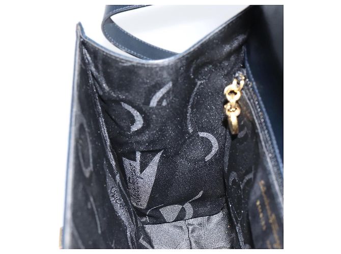 Borsa a Spalla Gancini in Pelle Salvatore Ferragamo Blu Navy Oro Auth 154591 D'oro - vista 19