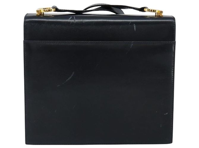 Borsa a Spalla Gancini in Pelle Salvatore Ferragamo Blu Navy Oro Auth 154591 D'oro - vista 2