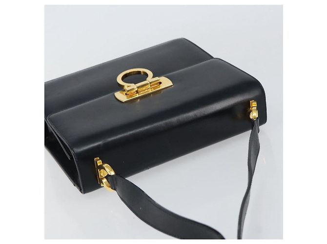 Borsa a Spalla Gancini in Pelle Salvatore Ferragamo Blu Navy Oro Auth 154591 D'oro - vista 6