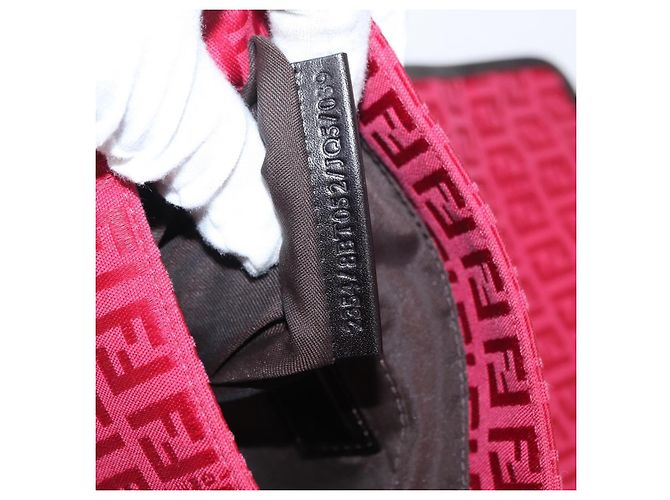 FENDI Zucchino Canvas Schultertasche Rot Silber Auth 155957V - Ansicht 11