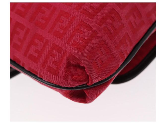 FENDI Zucchino Canvas Schultertasche Rot Silber Auth 155957V - Ansicht 16