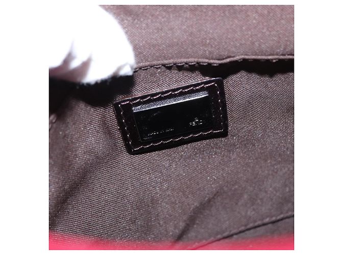 FENDI Zucchino Canvas Schultertasche Rot Silber Auth 155957V - Ansicht 19