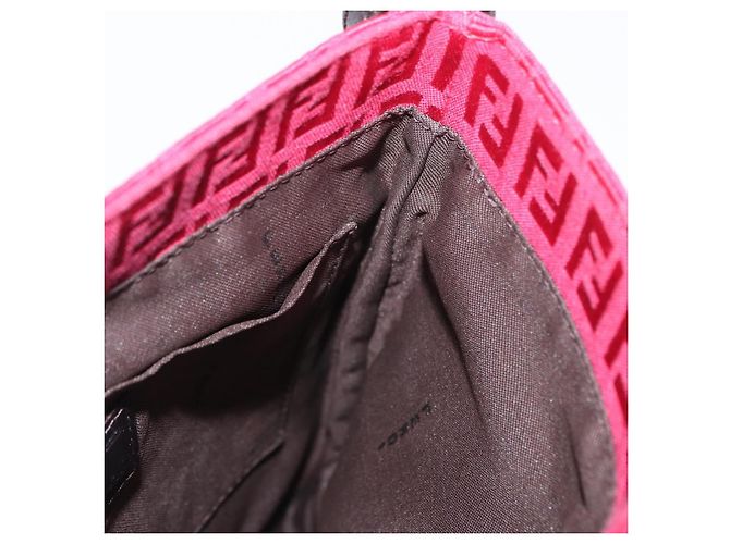 FENDI Zucchino Canvas Schultertasche Rot Silber Auth 155957V - Ansicht 20