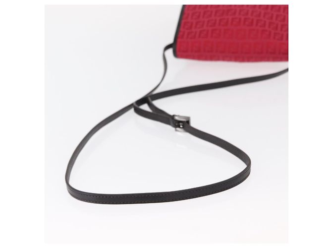 FENDI Zucchino Canvas Schultertasche Rot Silber Auth 155957V - Ansicht 7