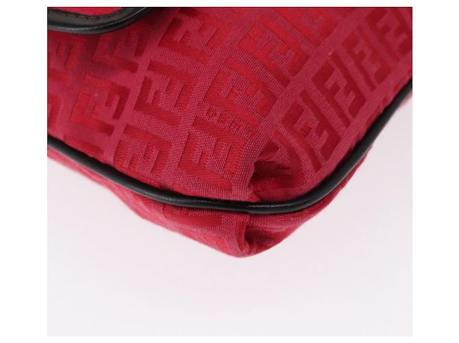 FENDI Zucchino Canvas Schultertasche Rot Silber Auth 155957V - Ansicht 9